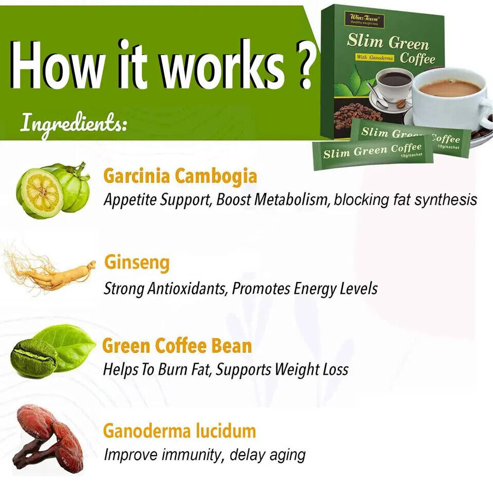 Café vert Minceur Slim Green Coffee Véritable Coupe Faim 10 sachets